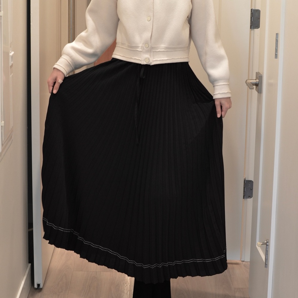 Massimo Dutti Black Midi A-line Skirt